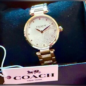 COACH Watch Park Carnation Gold Etched, Bracelet, Rose Gold w Box Like New!
